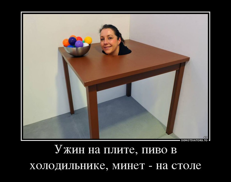 Ужин на плите, пиво в холодильнике, минет - на столе