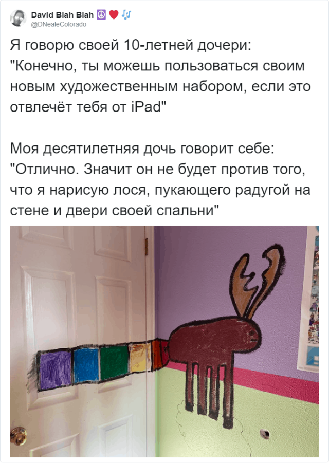 Отец разрешил дочке поиграть с красками,чтобы отвлечь от IPad (6 фото)