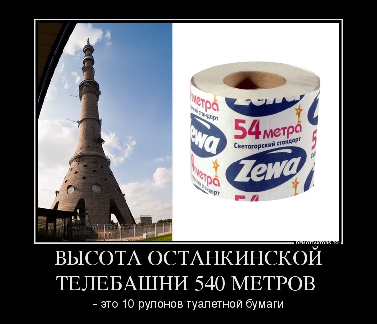 ВЫСОТА ОСТАНКИНСКОЙ ТЕЛЕБАШНИ 540 МЕТРОВ